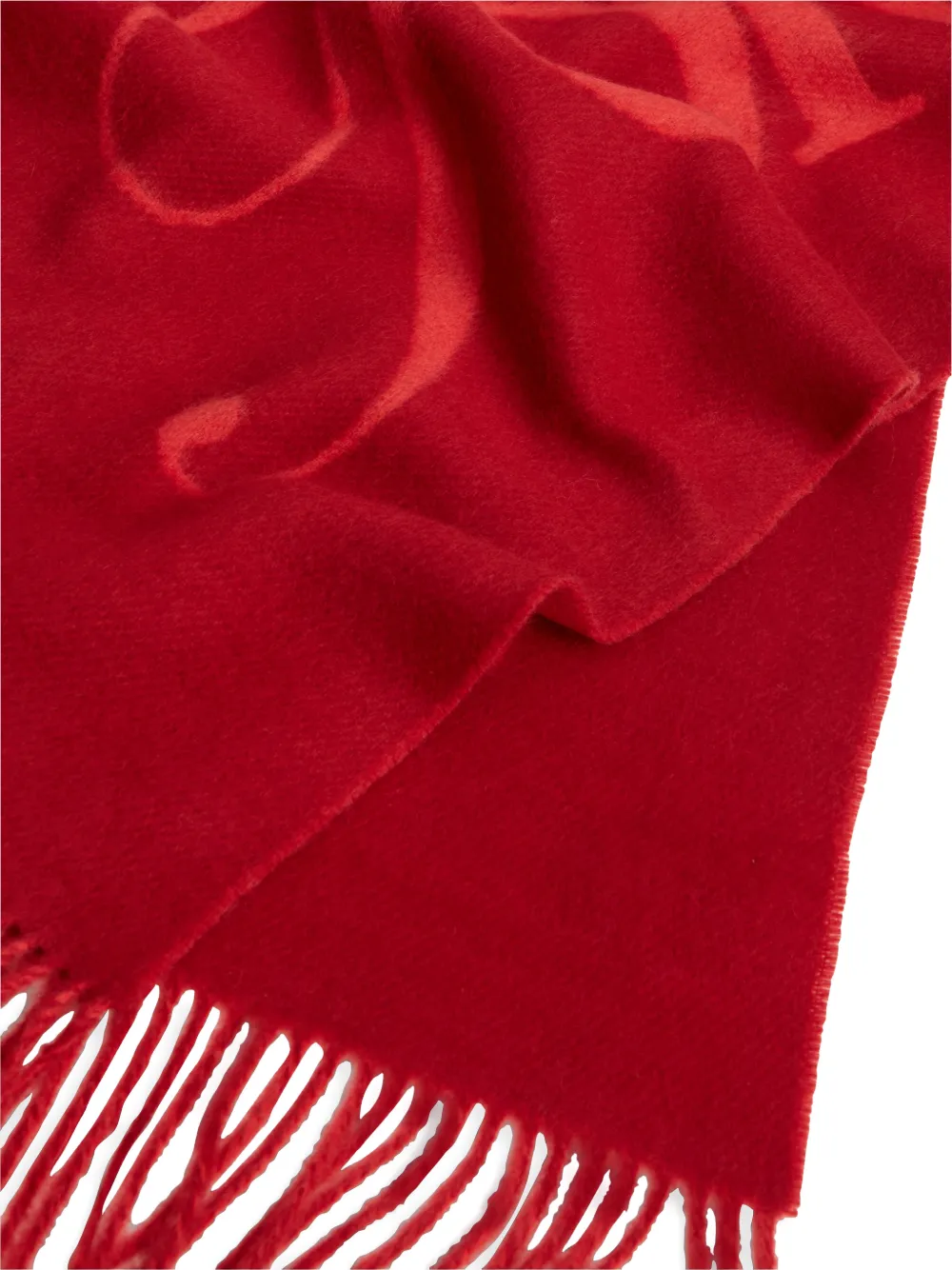 Tommy Hilfiger Wollen sjaal met logo-intarsia en franje Rood