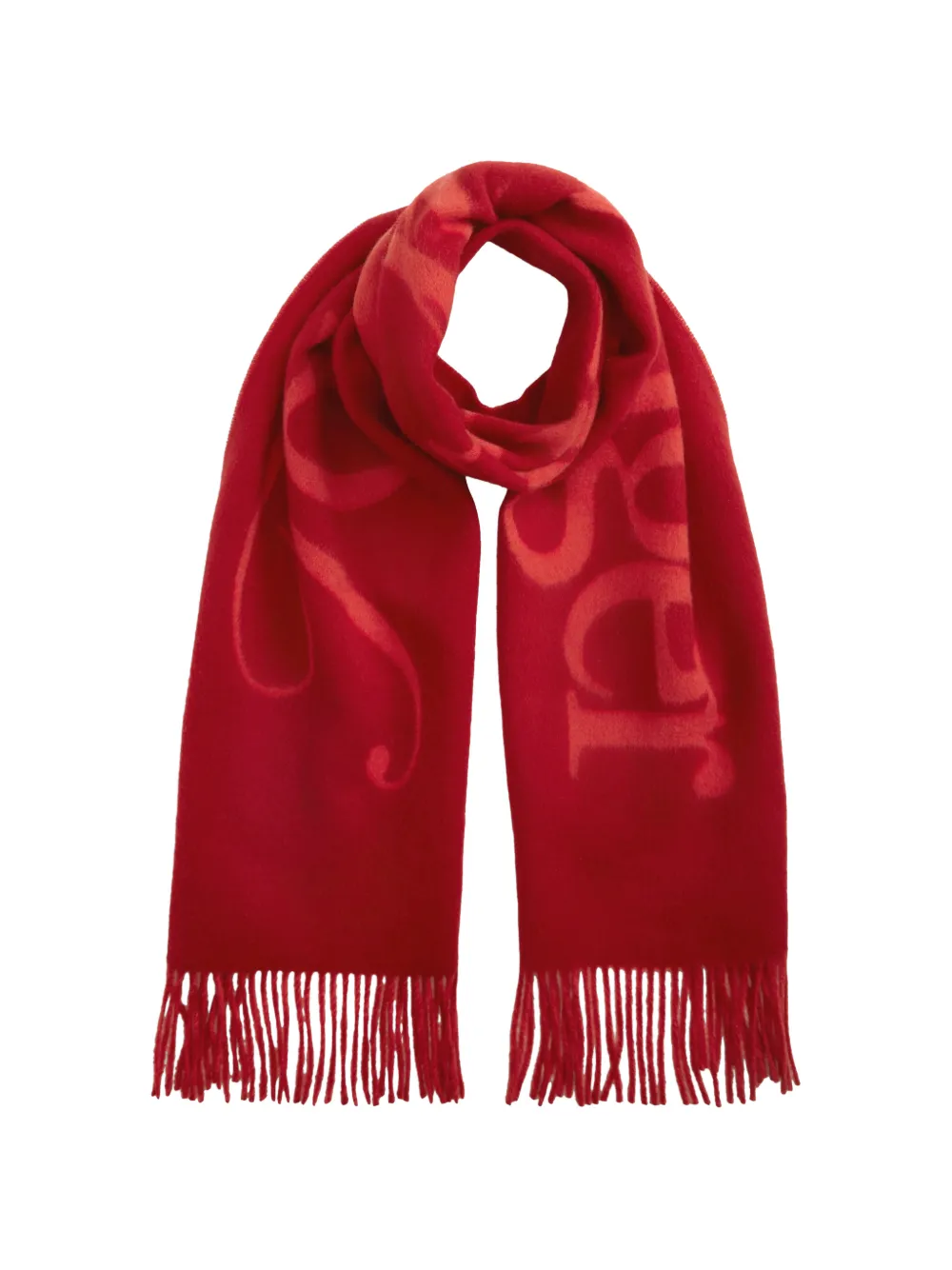 Tommy Hilfiger Wollen sjaal met logo-intarsia en franje Rood