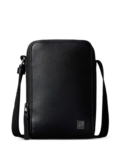 Calvin Klein logo-plaque textured-finish shoulder bag