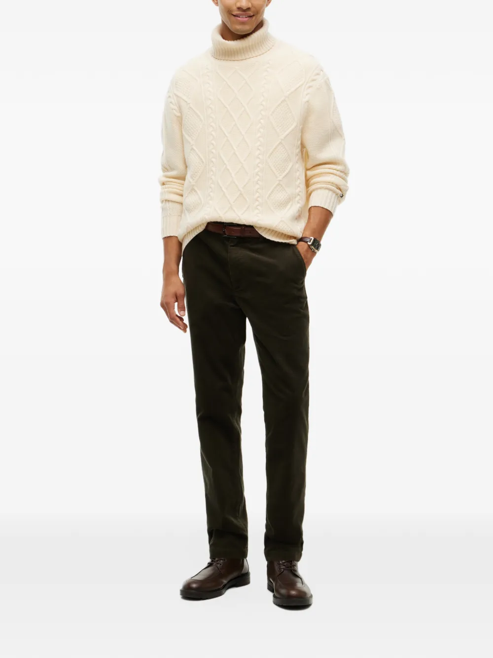 Tommy Hilfiger Denton ribfluwelen broek met rechte pijpen Groen