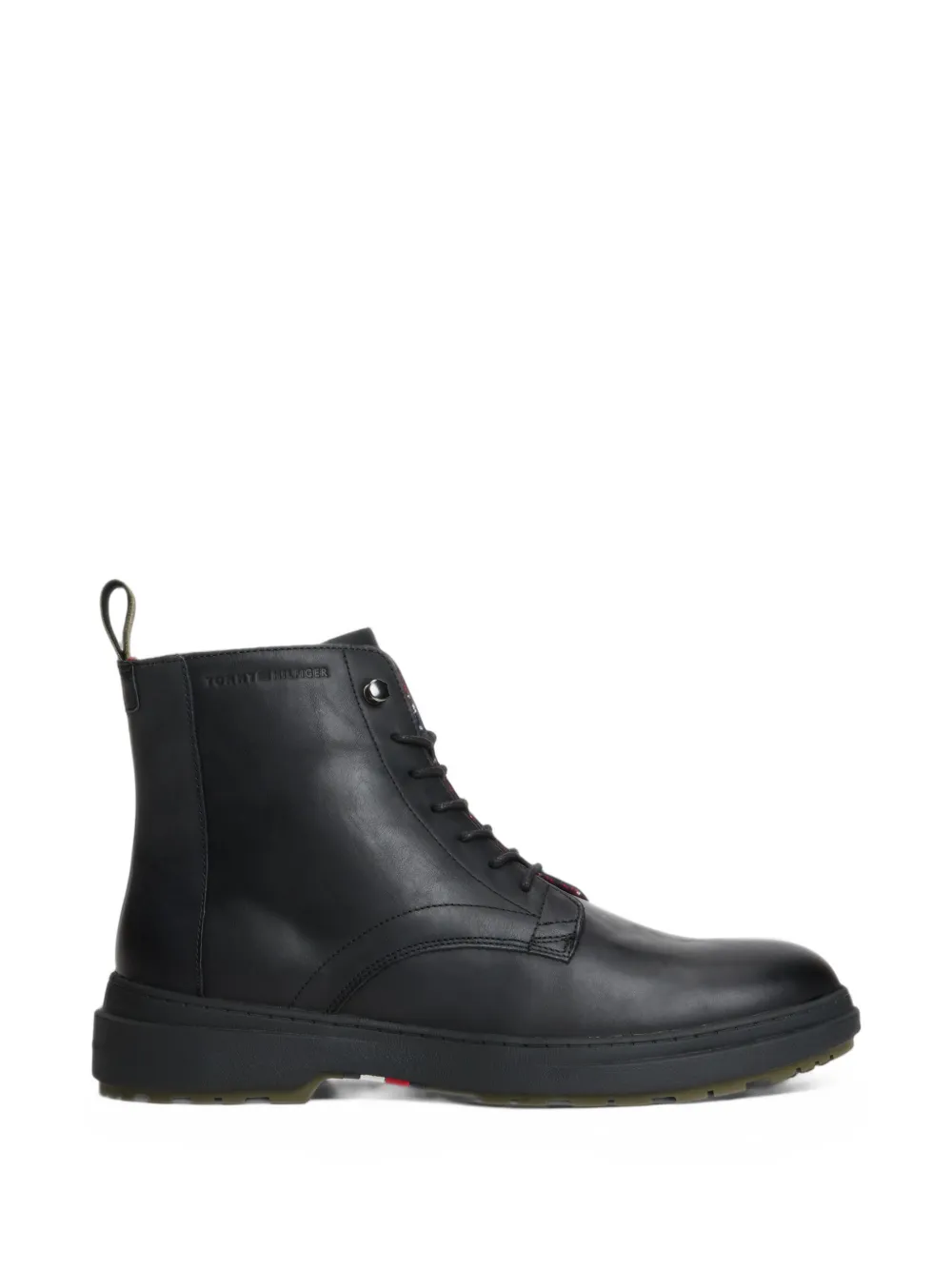 Tommy Hilfiger Lace-up Leather Boots In Black