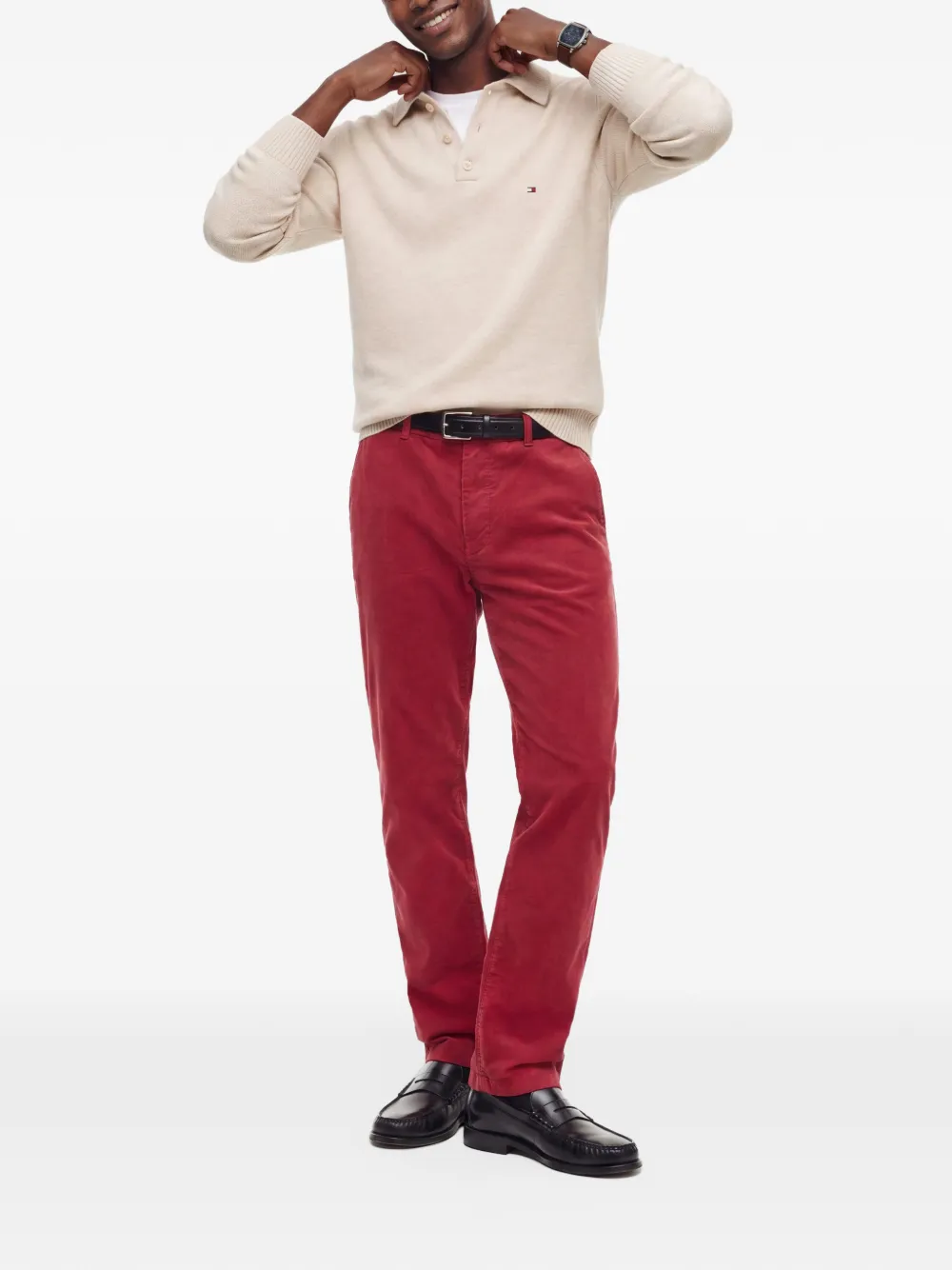Tommy Hilfiger Trui met kraag en knopen Beige