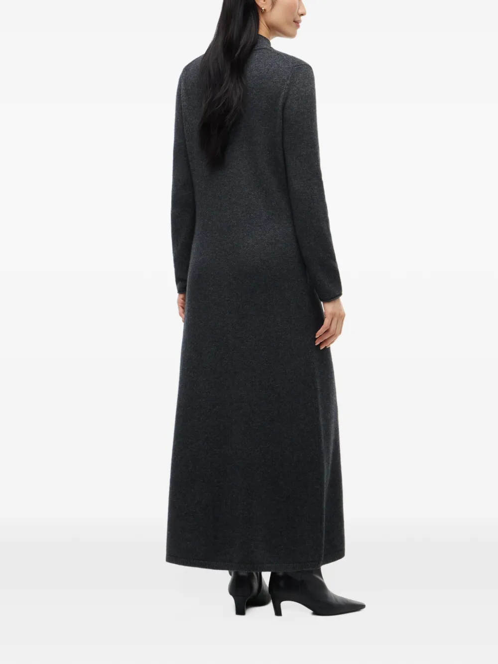Tommy Hilfiger Maxi-jurk met monogram-plakkaat en hoge hals Grijs