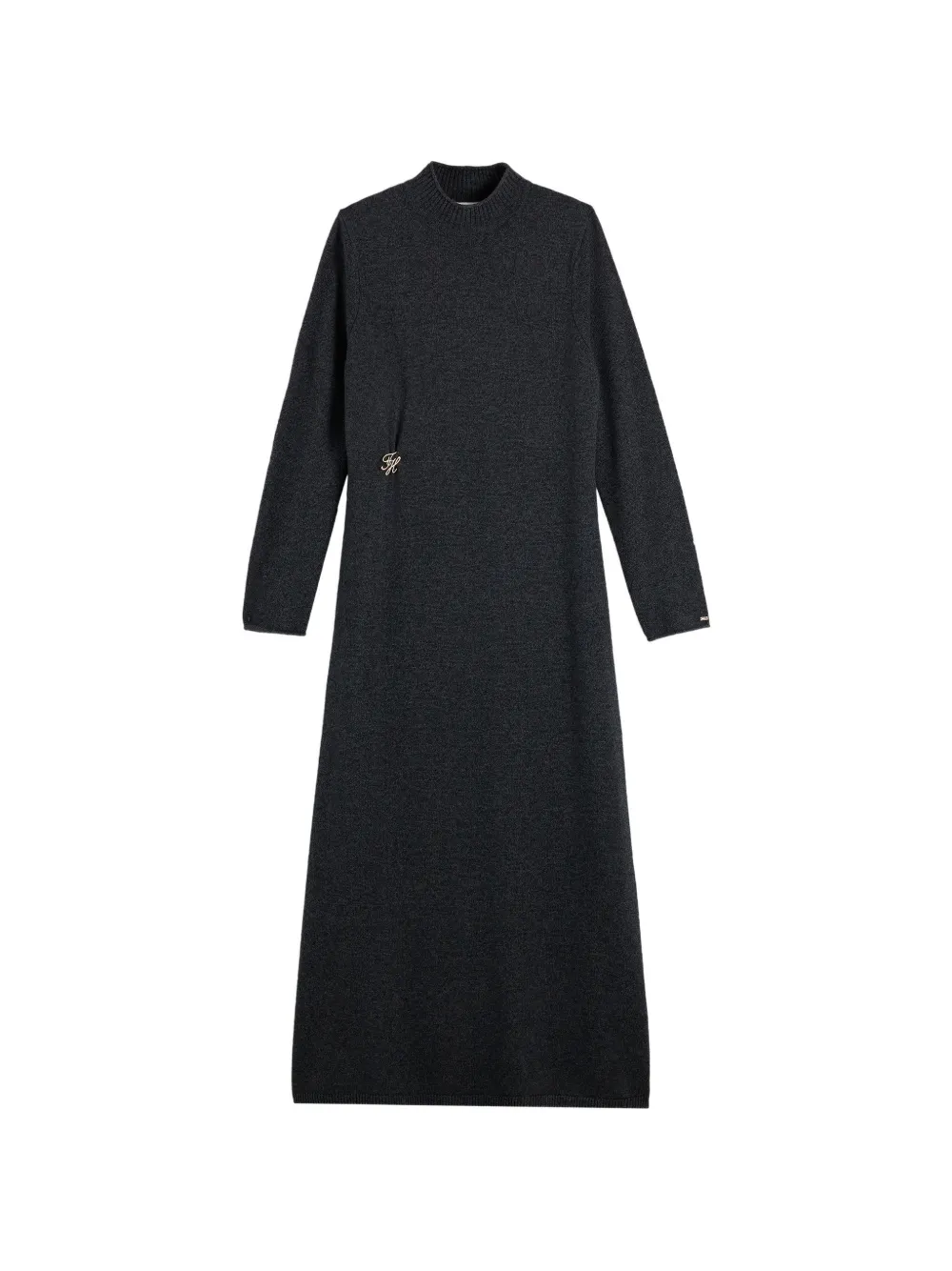 Tommy Hilfiger robe longue à plaque monogrammée et col montant - Gris