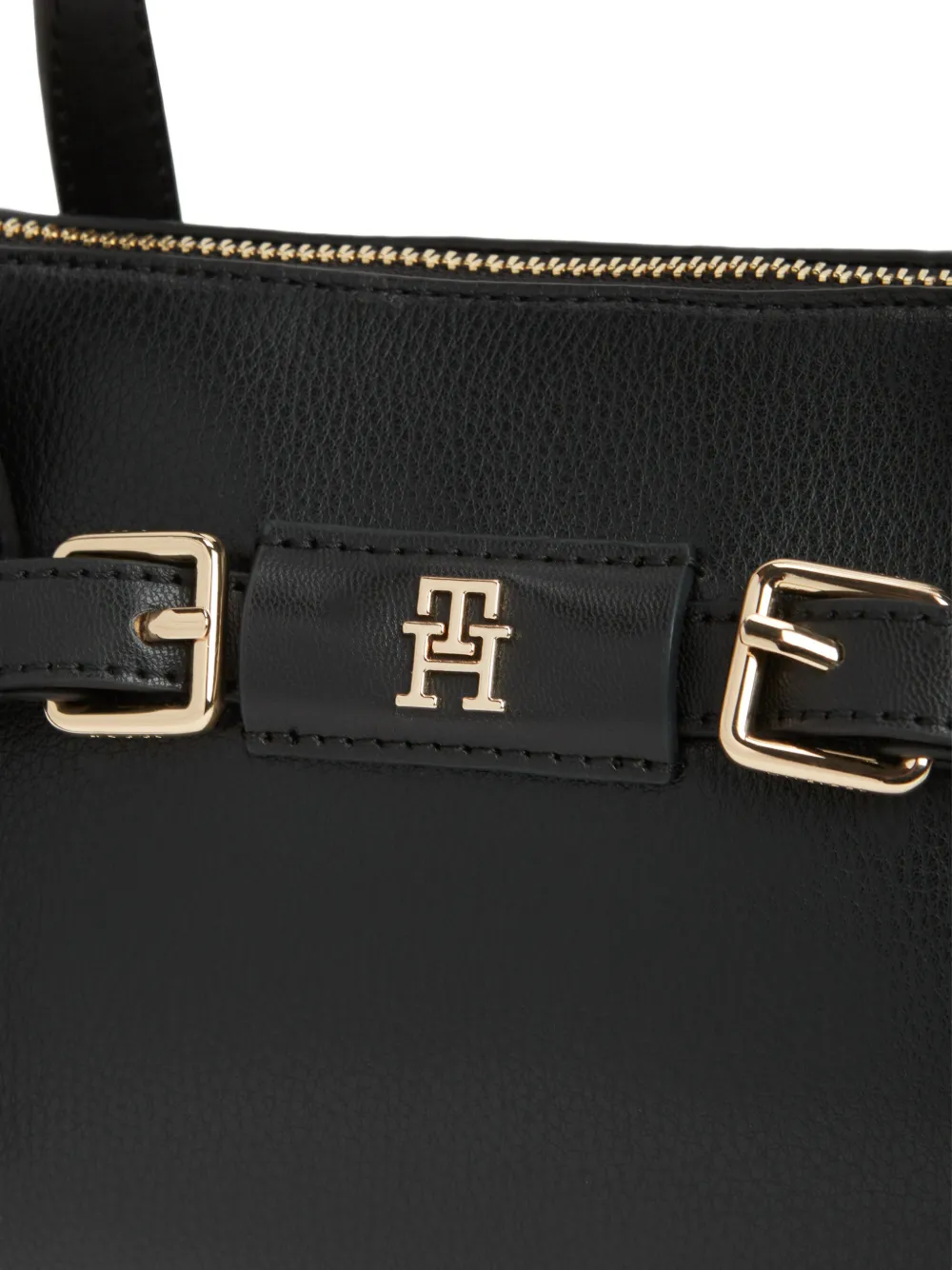 Tommy Hilfiger Shopper met logo-plakkaat en gesp Zwart
