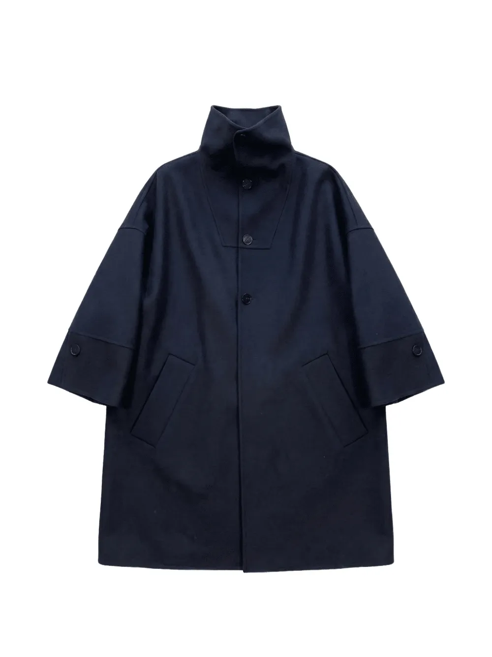 AIN AMOR high-neck three-quarter-sleeve coat - Blue