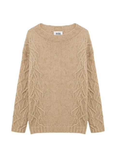 ALPHA STUDIO cable-knit drop-shoulder sweater