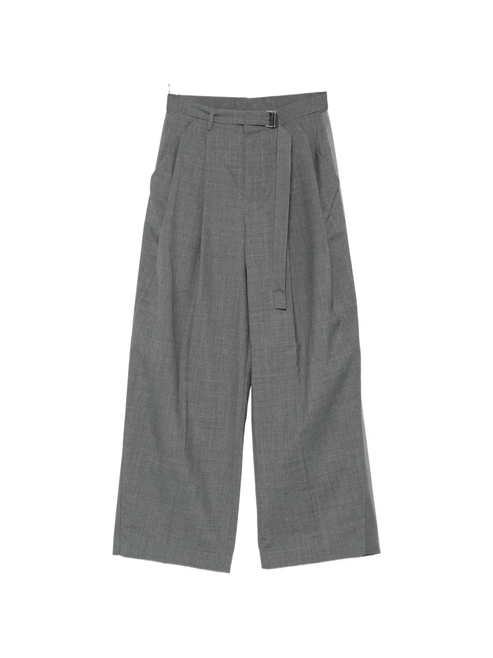 sacai belted pleated trousers - Gris