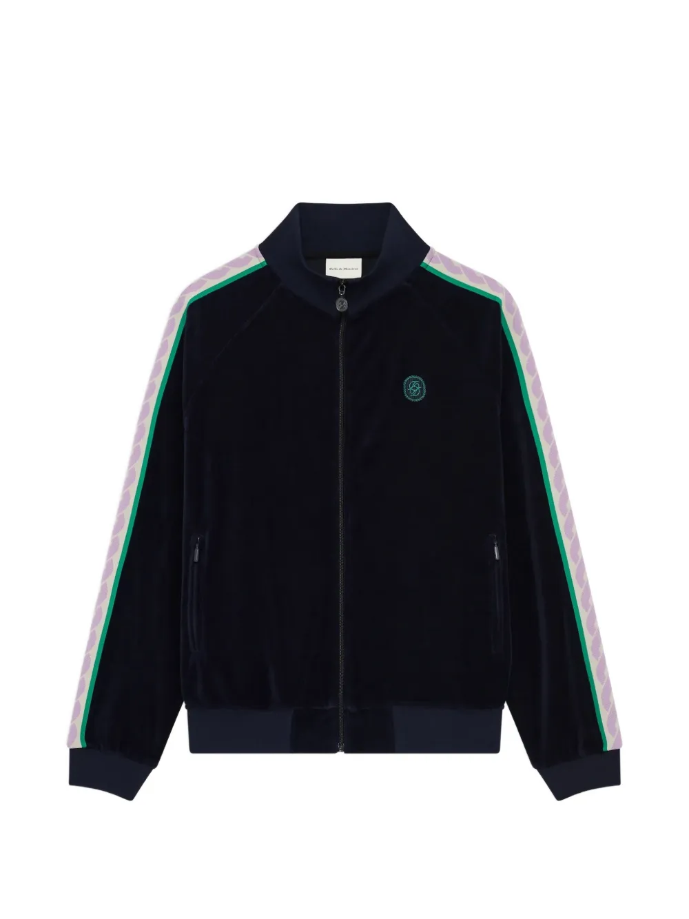Drôle De Monsieur Fluwelen sweater met geborduurd logo en rits Blauw