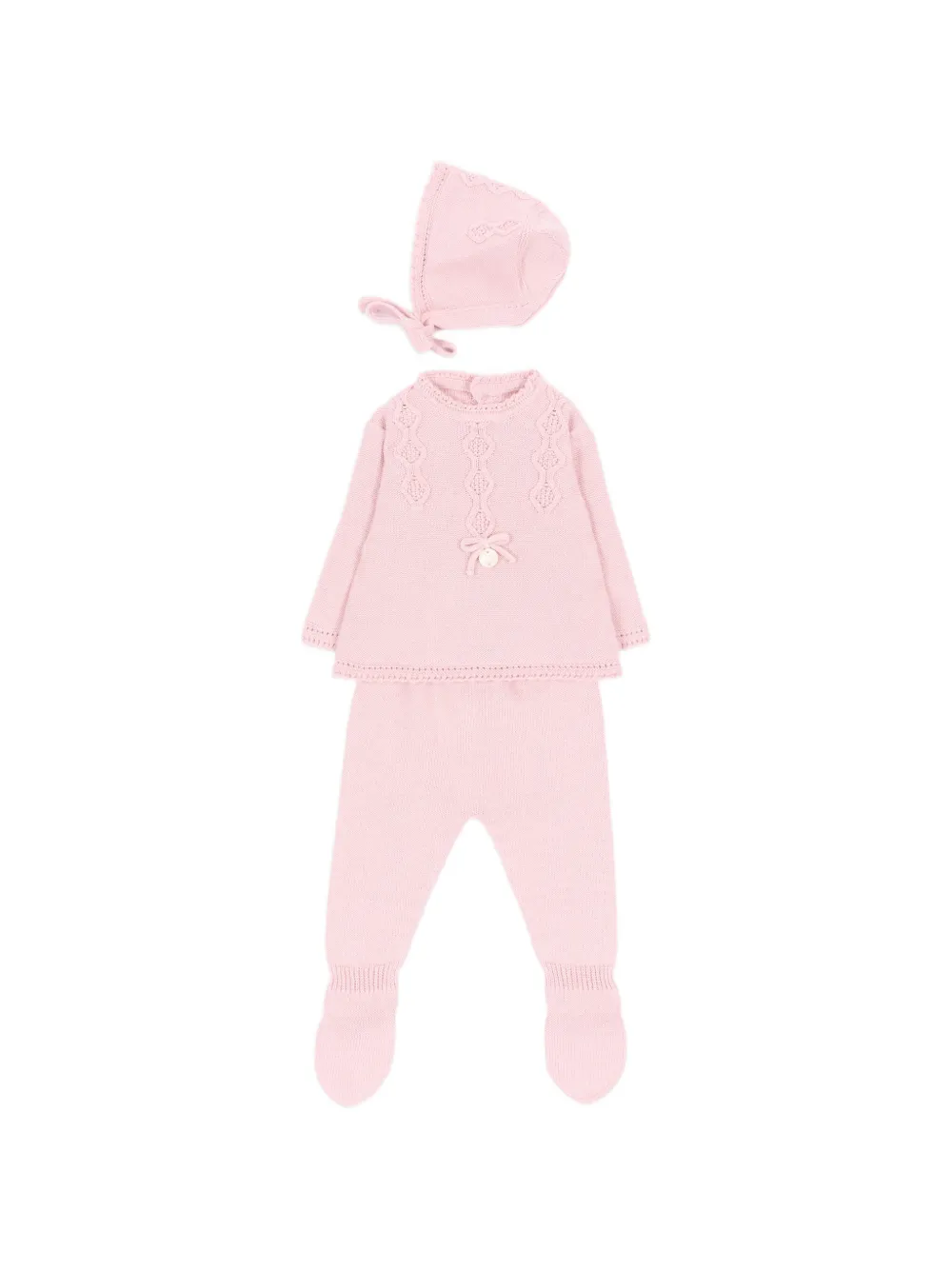 Martin Aranda bow-detail knit babygrow set - Rosa
