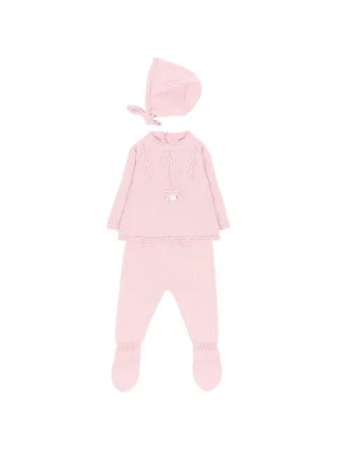 Martin Aranda bow-detail knit babygrow set