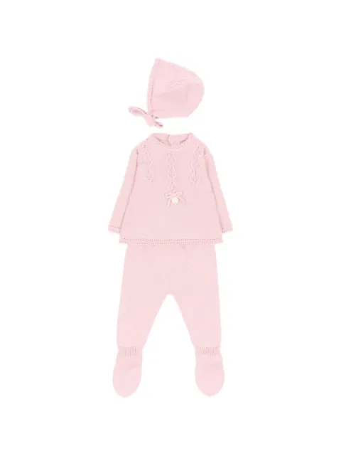 Martin Aranda bow-detail knit babygrow set