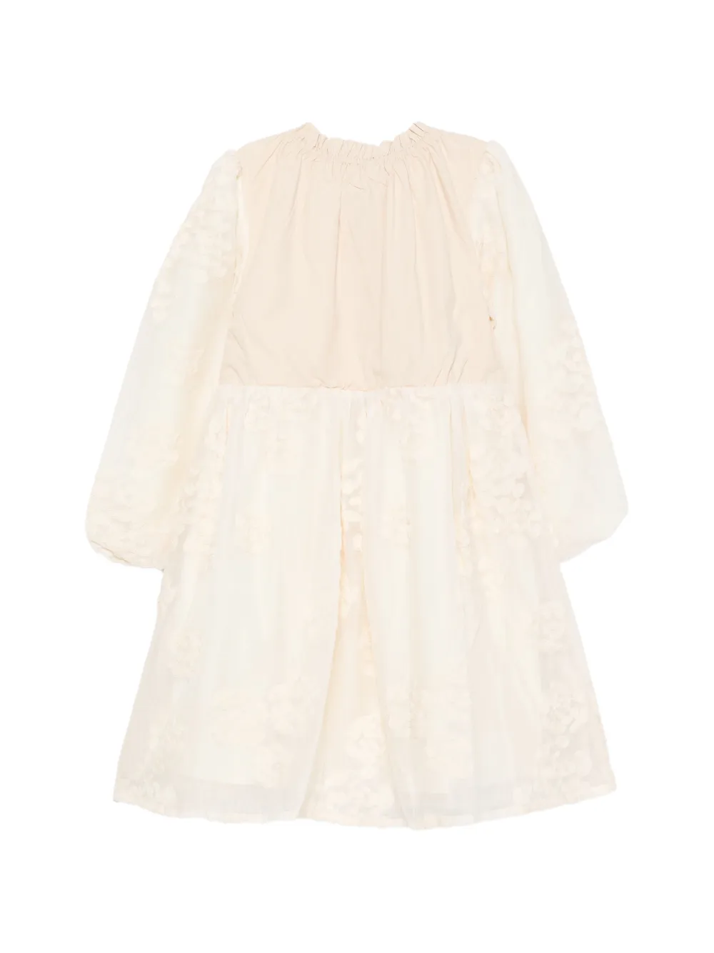 Donsje Kylen floral-embroidered gathered dress Beige