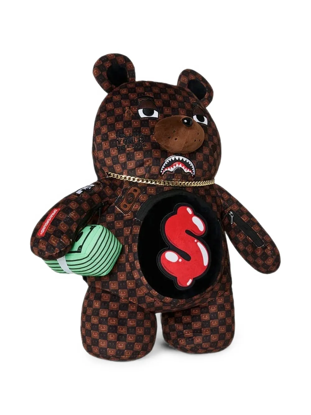 Sprayground Sharks in Paris Moneybear check-print backpack Bruin