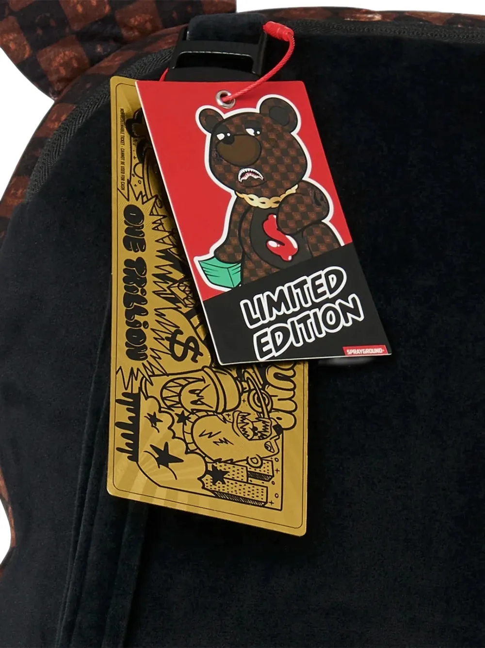 Sprayground Sharks in Paris Moneybear check-print backpack Bruin