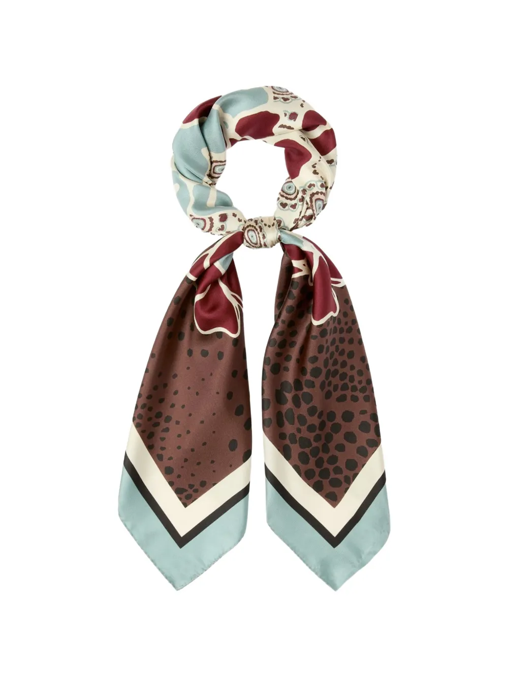 EMME mixed-print border-stripe silk scarf - Marrone