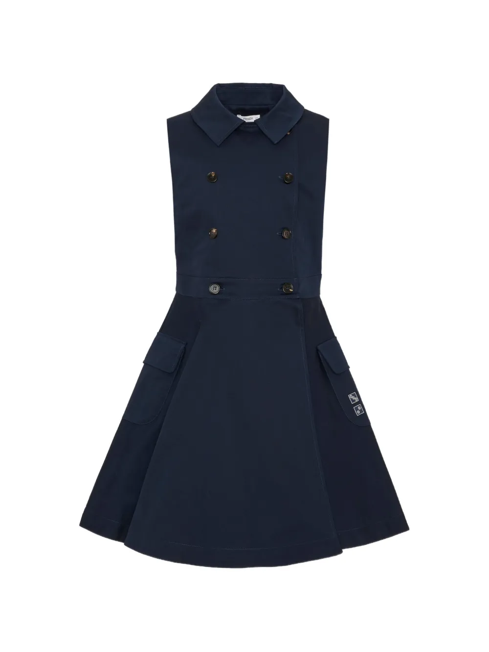 Fendi Kids robe sans manches à boutonnière croisée - Bleu Fendi Kids robe sans manches à boutonnière croisée - Bleu