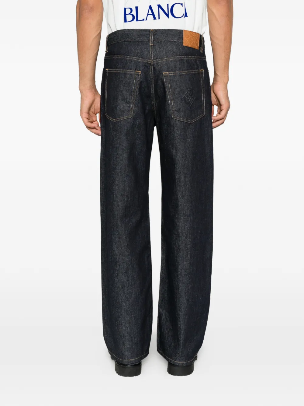 Casablanca logo-embroidered wide-leg jeans Blauw