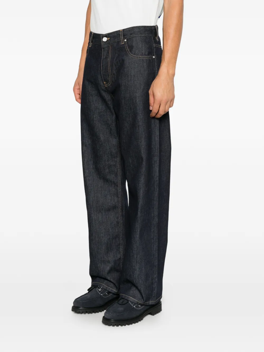 Casablanca logo-embroidered wide-leg jeans Blauw