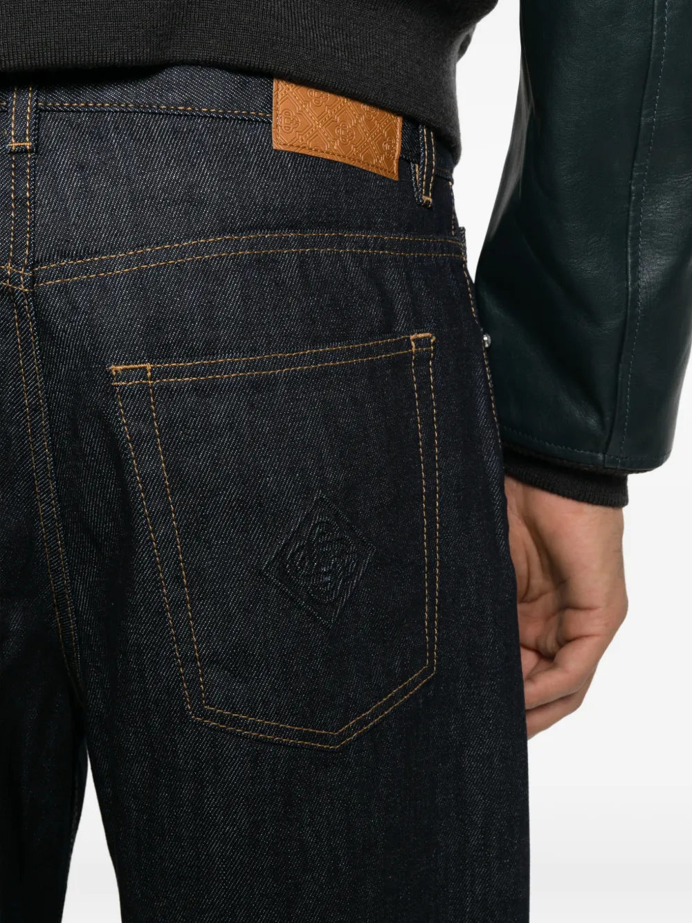 Casablanca logo-embroidered wide-leg jeans Blauw