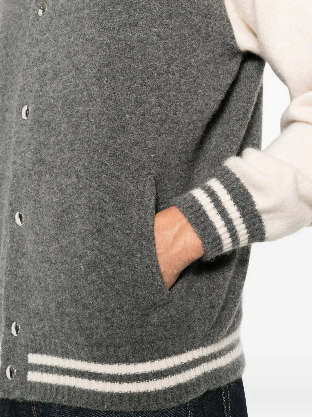 Laneus colour-block varsity jacket Grijs