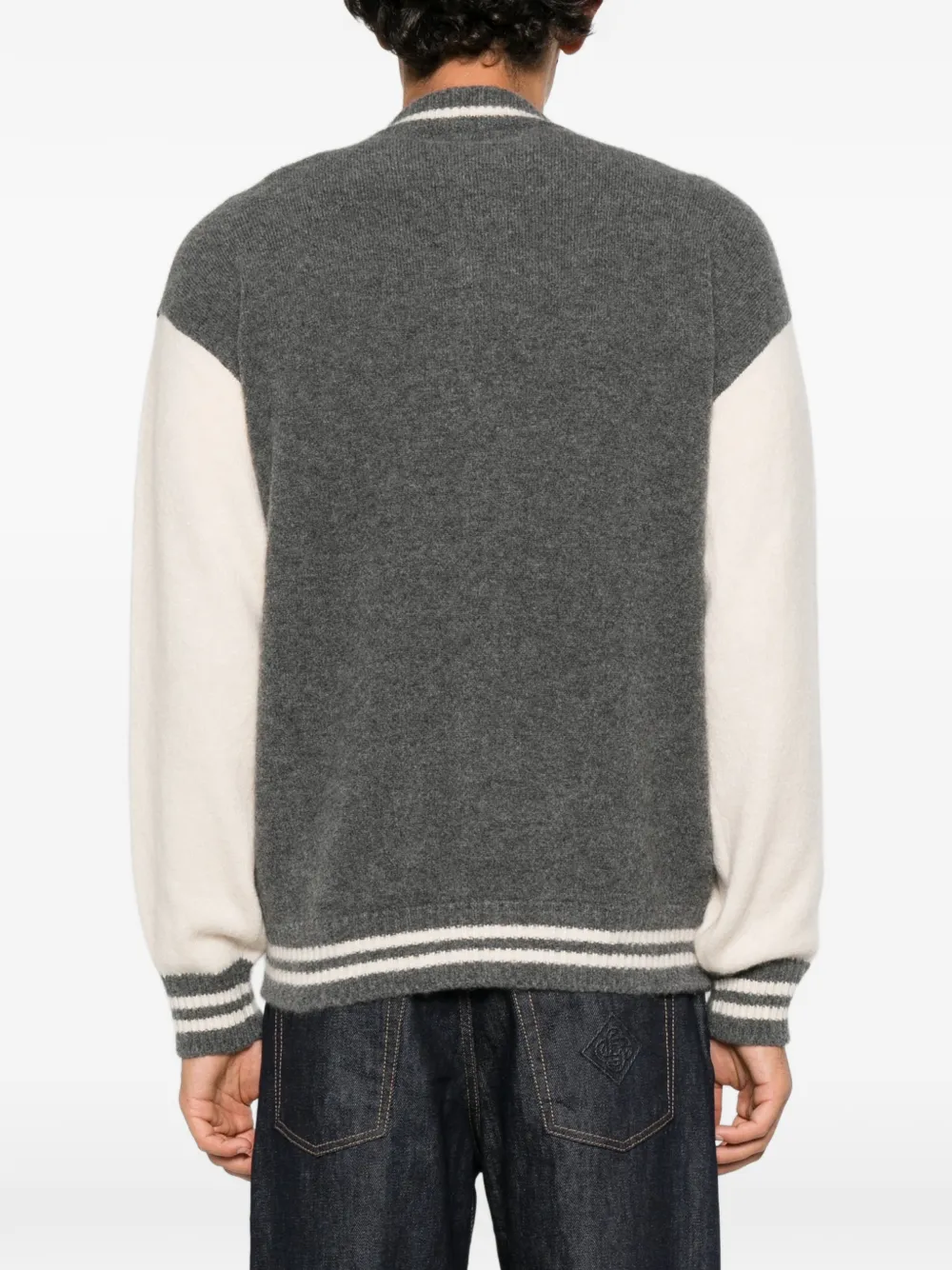 Laneus colour-block varsity jacket Grijs