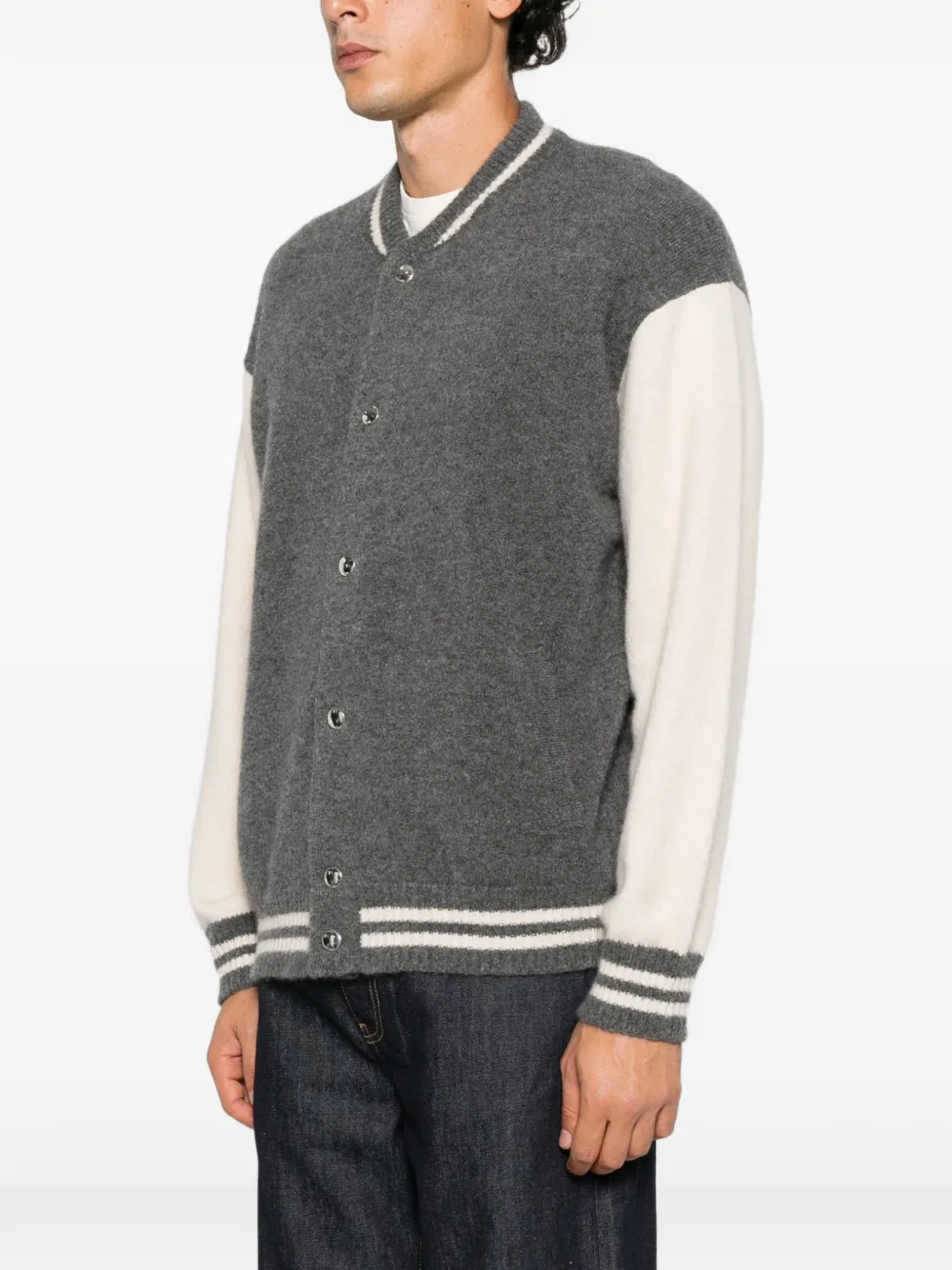 Laneus colour-block varsity jacket Grijs