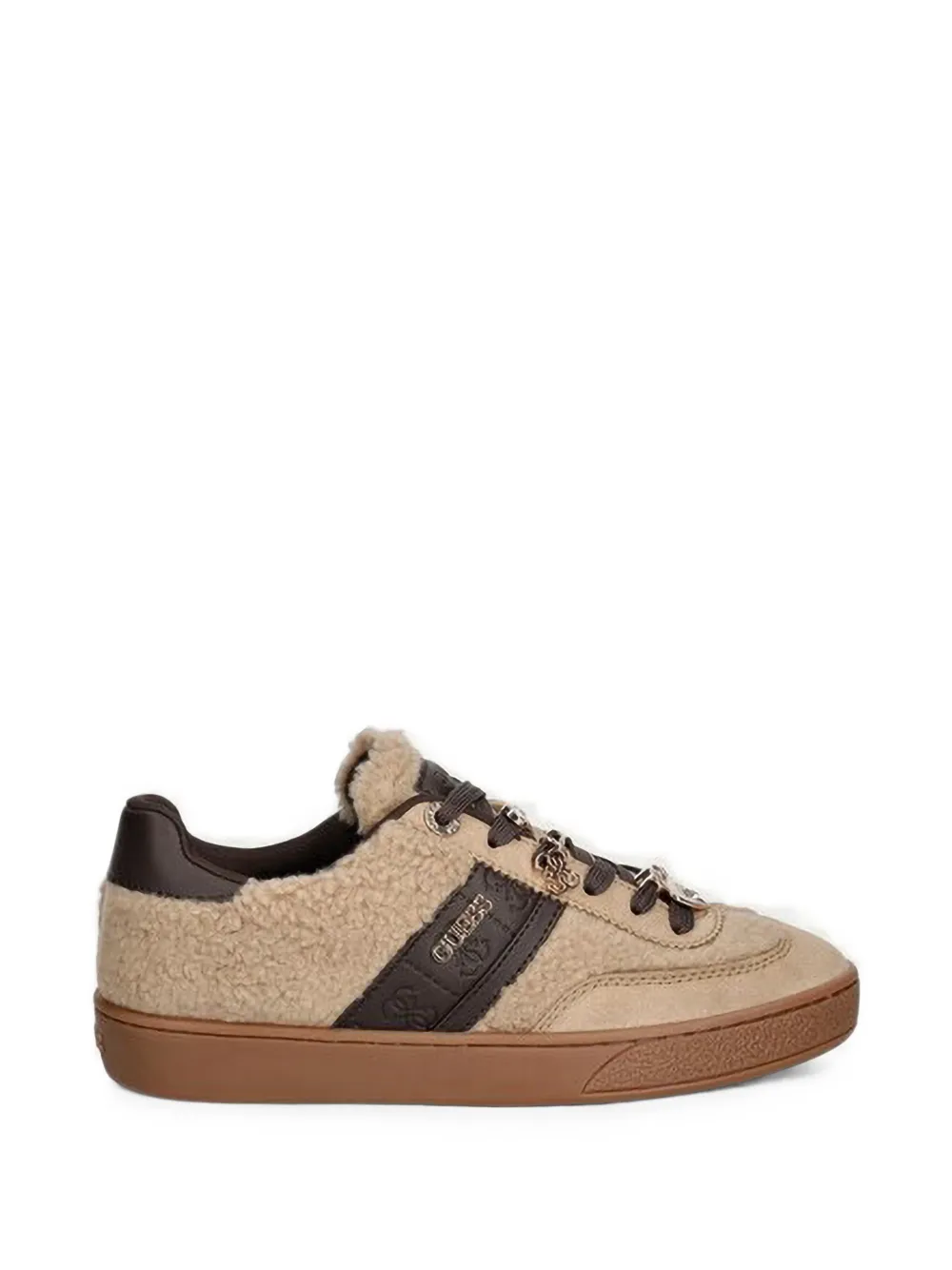 GUESS USA Naoki charm-embellished shearling sneakers - Rose