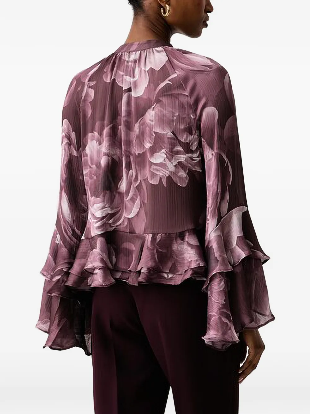 GUESS USA Nicole floral-print ruffled blouse Paars