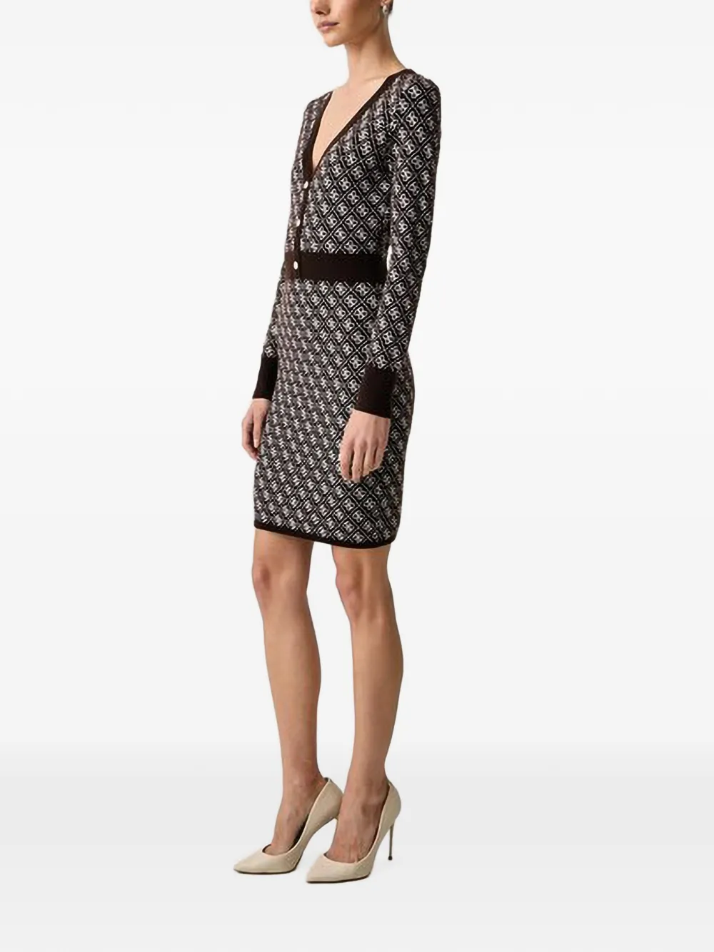 GUESS USA Mini-jurk met monogram-print en V-hals Bruin