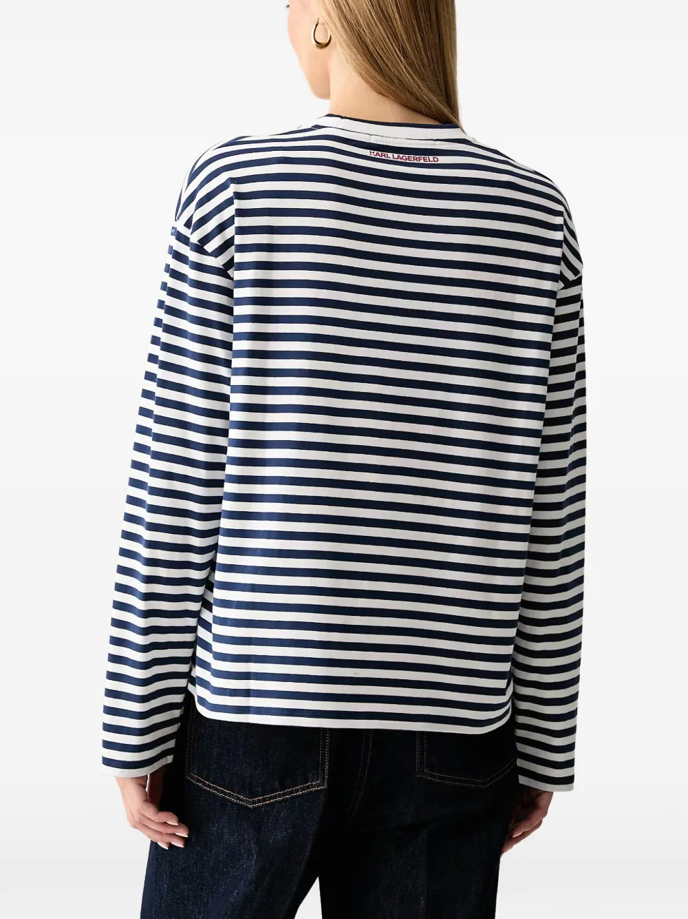 Karl Lagerfeld T-shirt met logo-patch en horizontale streep Wit