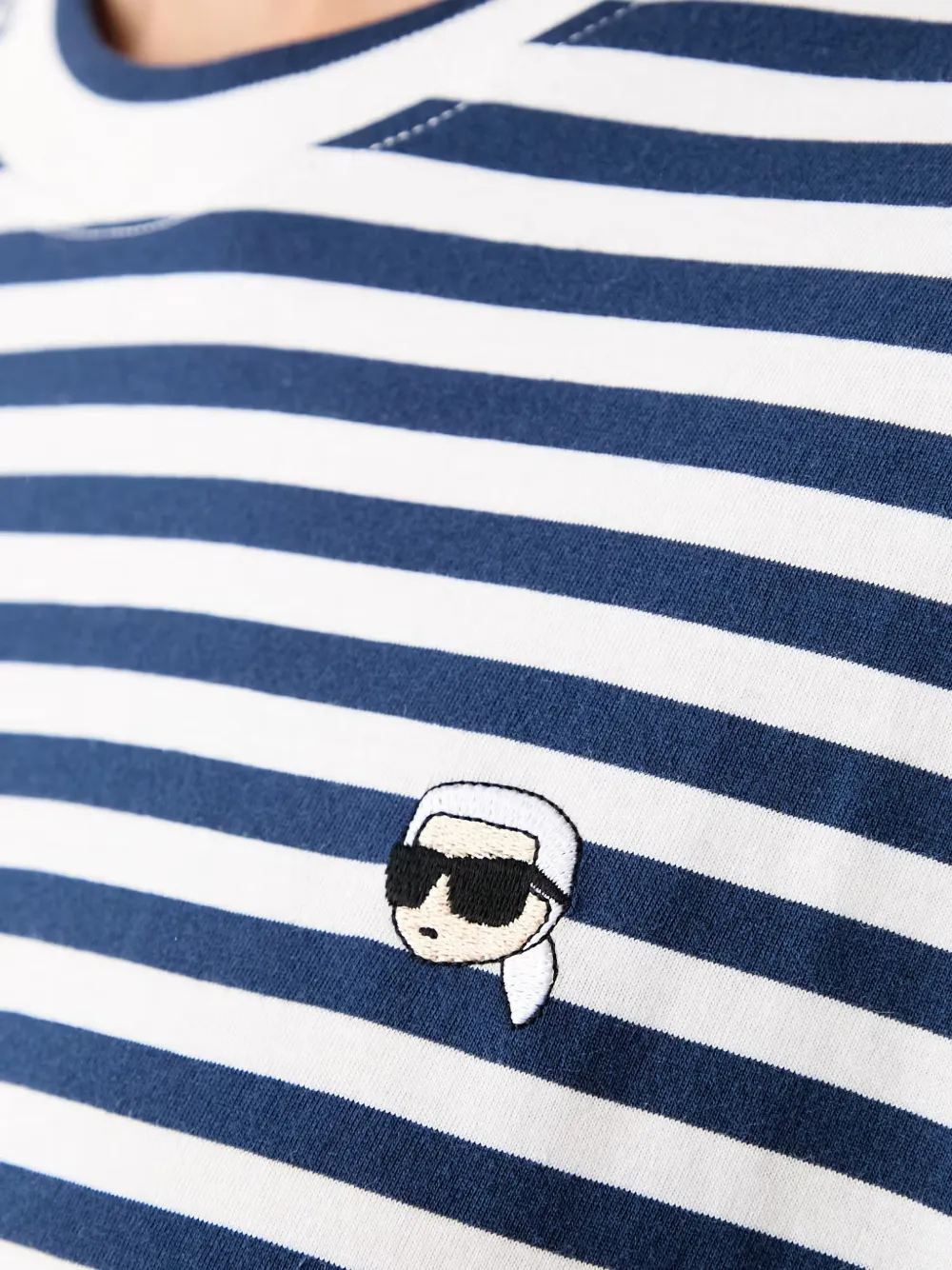 Karl Lagerfeld T-shirt met logo-patch en horizontale streep Wit