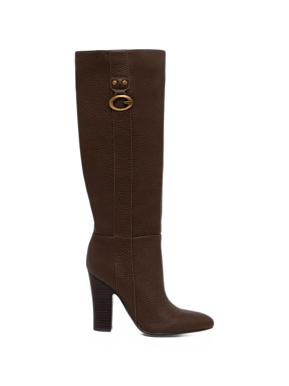 GUESS USA logo-plaque pebbled-effect boots - Braun