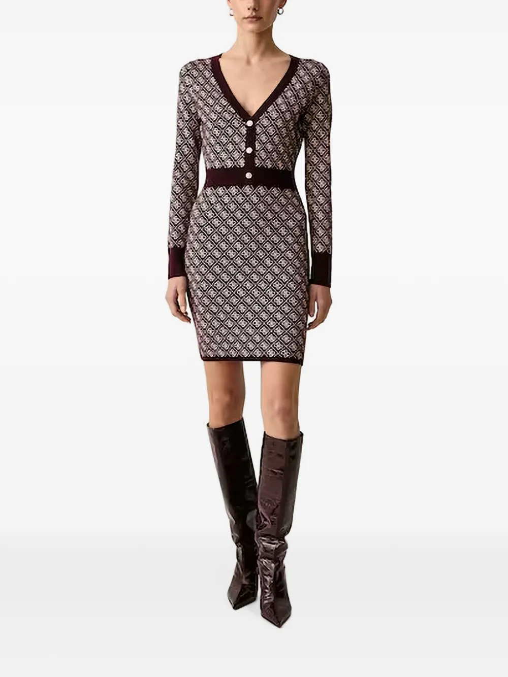GUESS USA Aubrey monogram-pattern mini dress - Rot