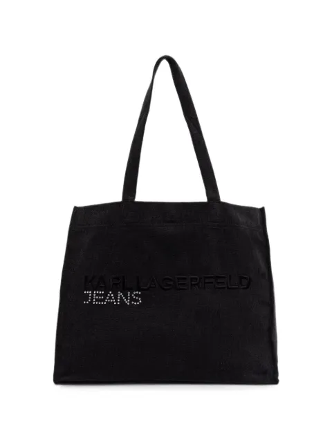 Karl Lagerfeld Jeans bolsa tote com logo bordado e strass