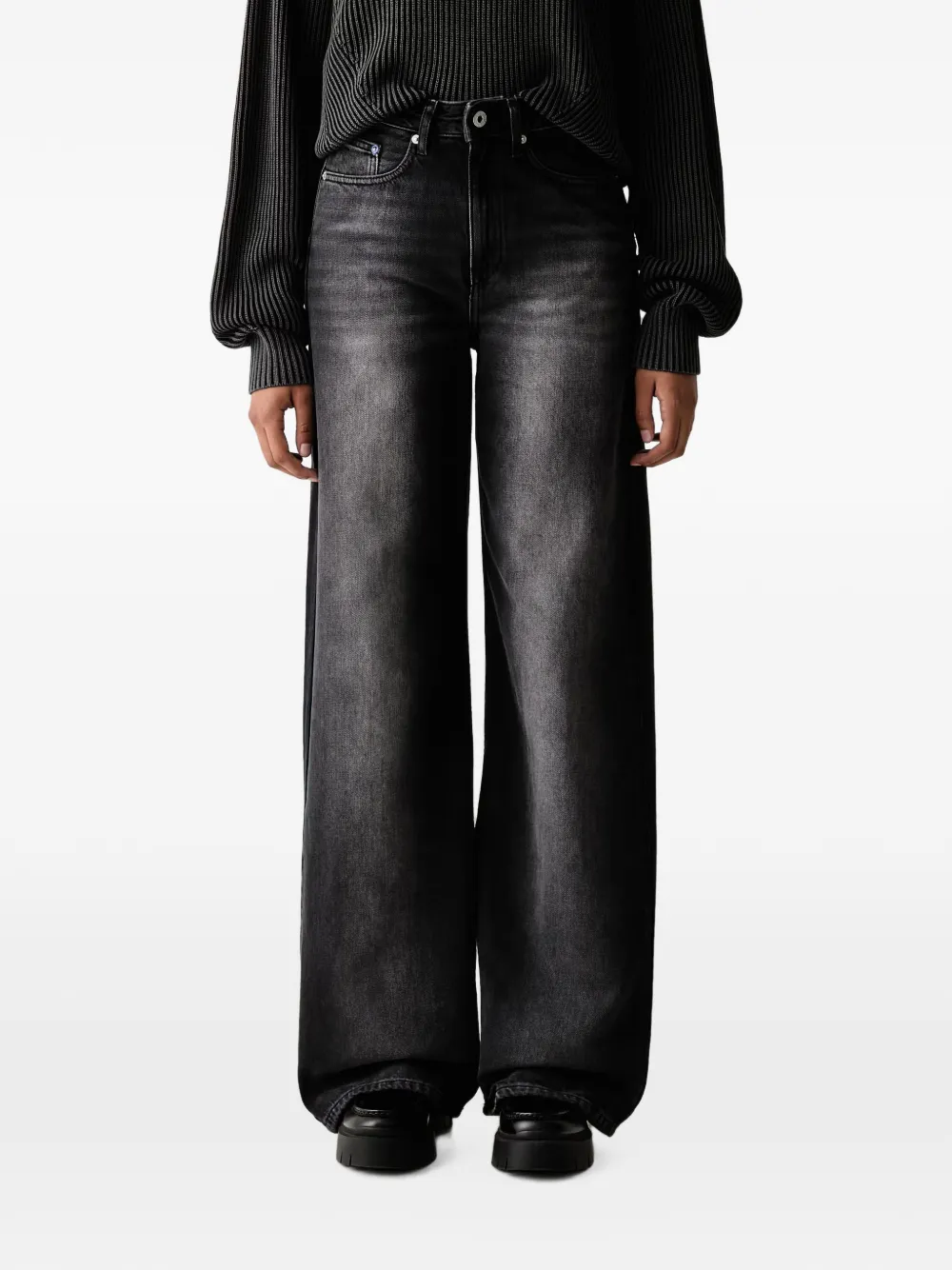 Karl Lagerfeld Jeans faded wide-leg jeans - Nero