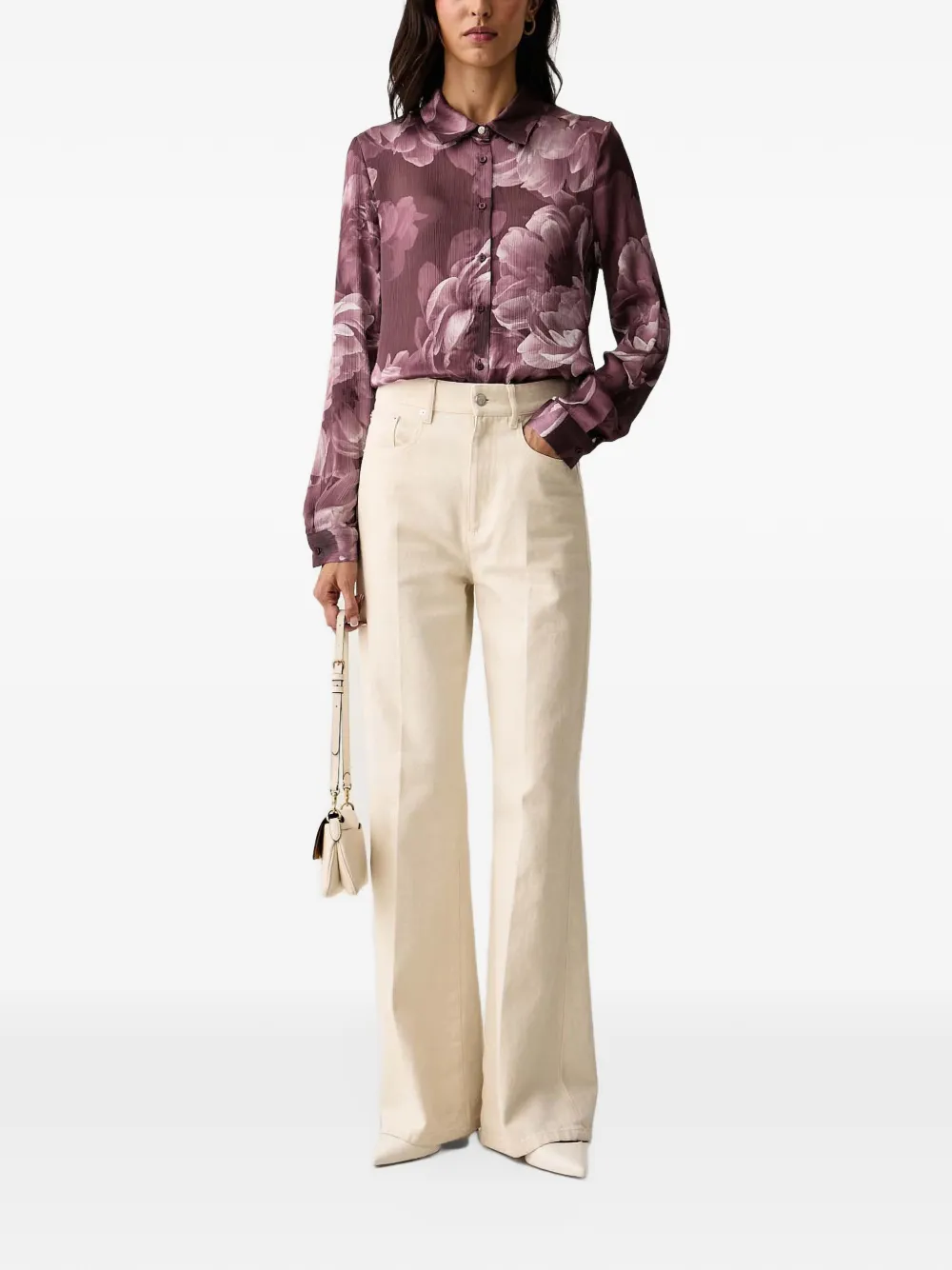 GUESS USA Blouse met bloemenprint Paars