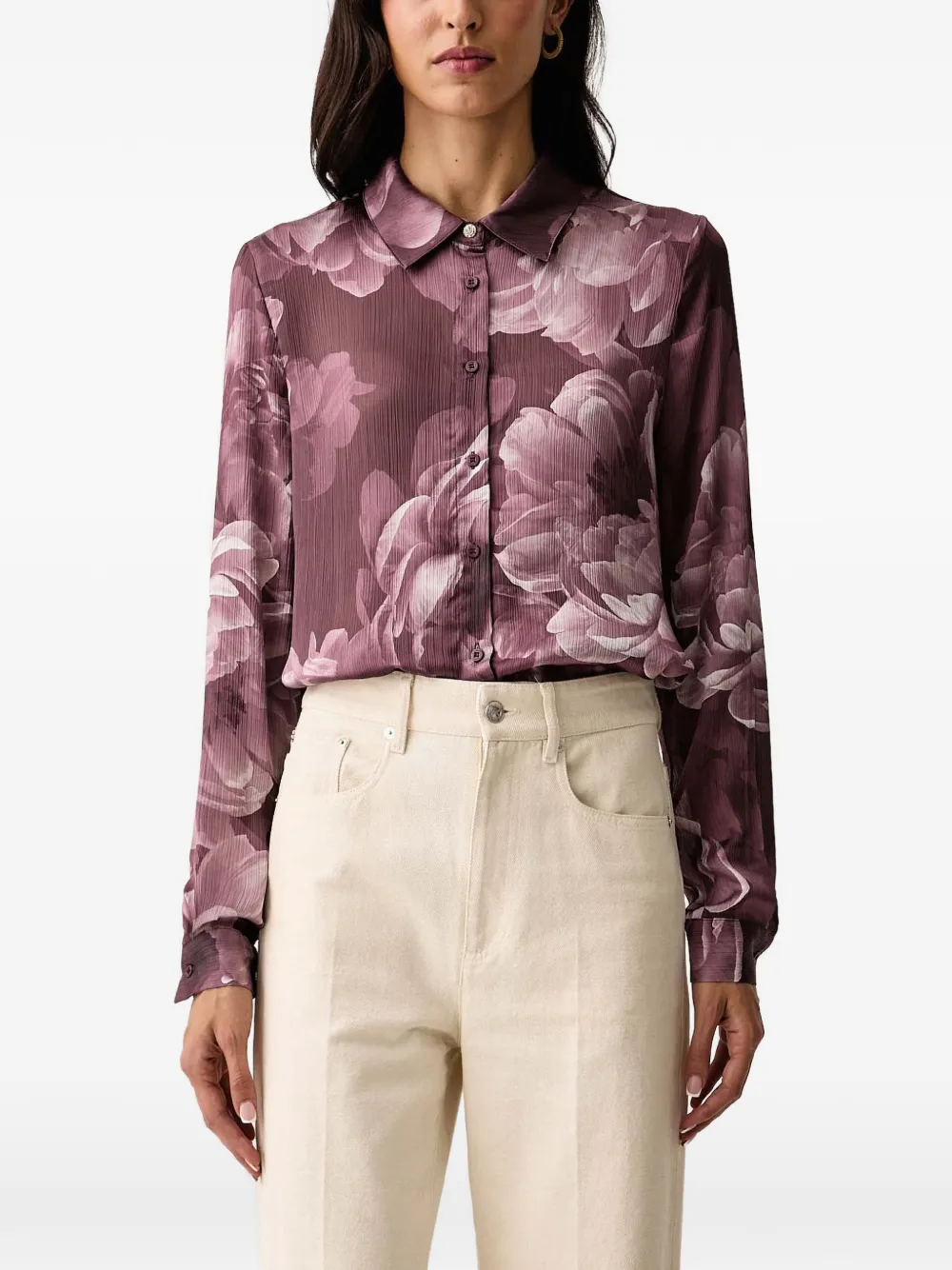 GUESS USA floral-print long-sleeve shirt - Violett