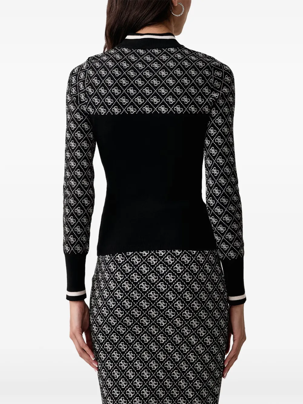 GUESS USA Trui met hoge hals en monogram-patroon Zwart