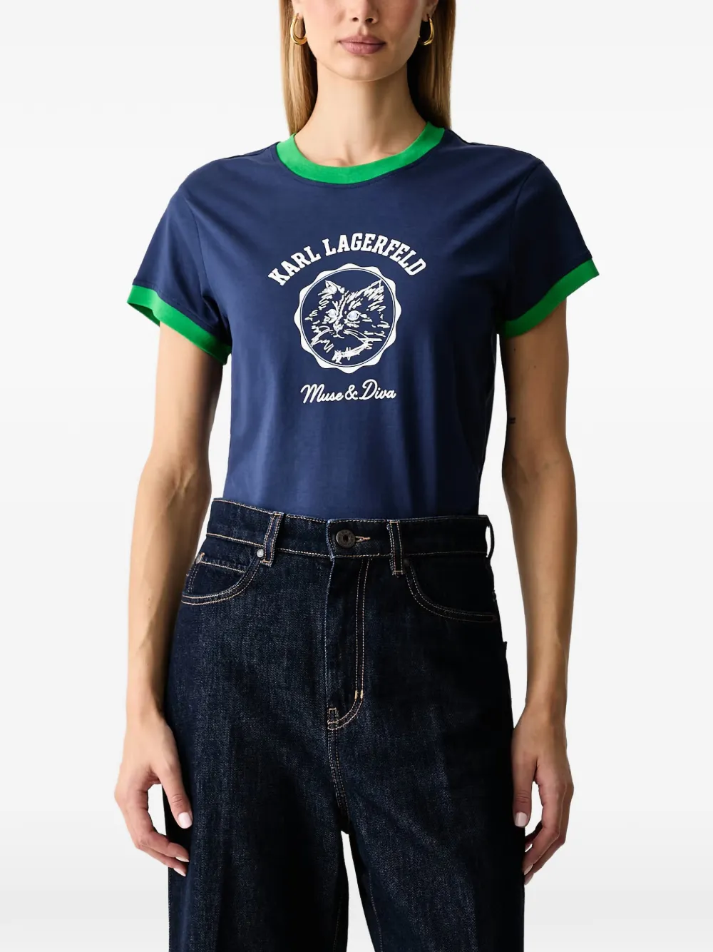 Karl Lagerfeld graphic-print ringer T-shirt