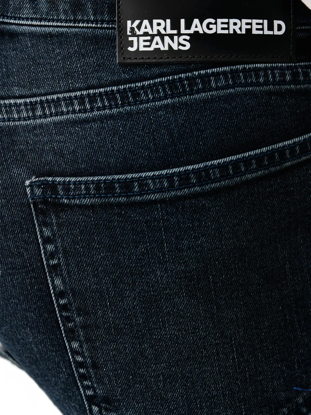 Karl Lagerfeld Jeans logo-patch whiskered jeans Blauw