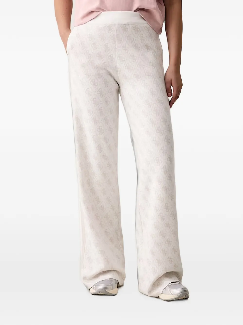 GUESS USA logo-jacquard wide-leg track pants - Toni neutri