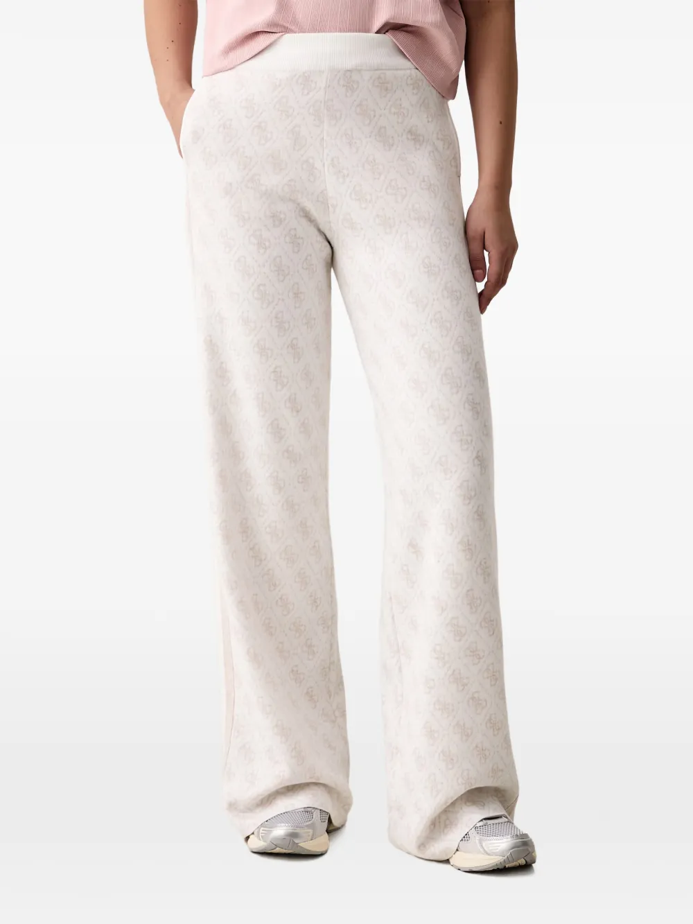 GUESS USA logo-jacquard wide-leg track pants - Toni neutri