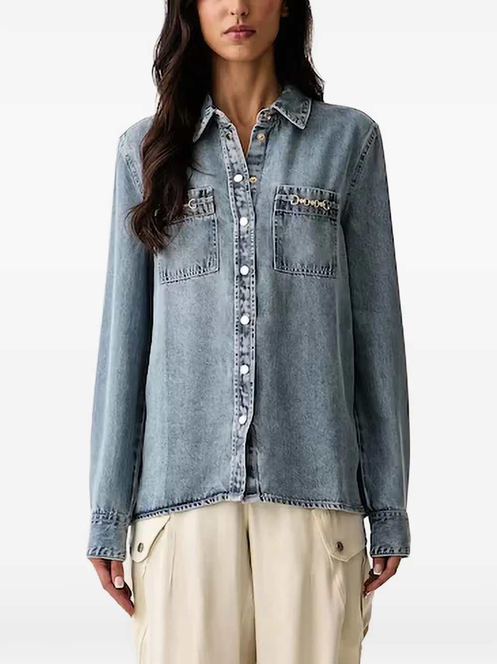 GUESS USA chain-detail denim shirt