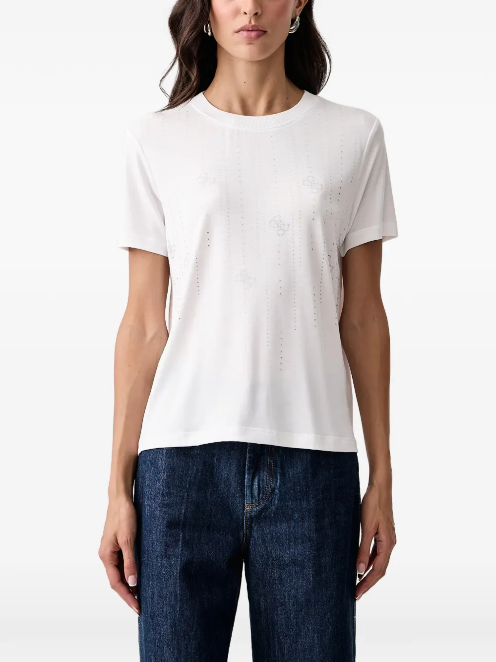 GUESS USA rhinestone-embellished T-shirt - Bianco