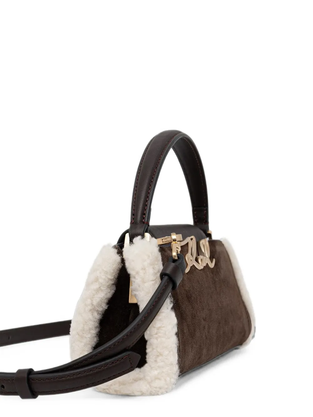 Karl Lagerfeld Schoudertas met lammy afwerking Bruin