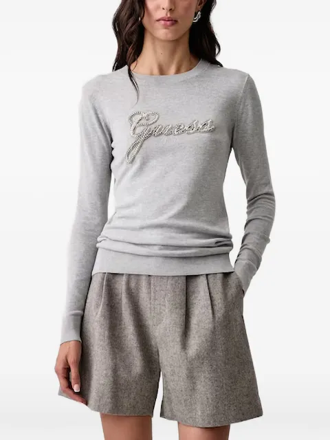 GUESS USA beaded logo-embroidered sweater