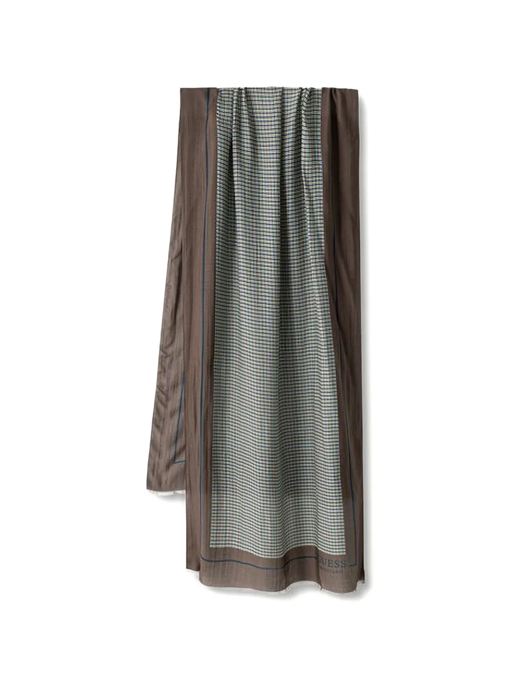 GUESS USA checked fringed-edge scarf - Marrone