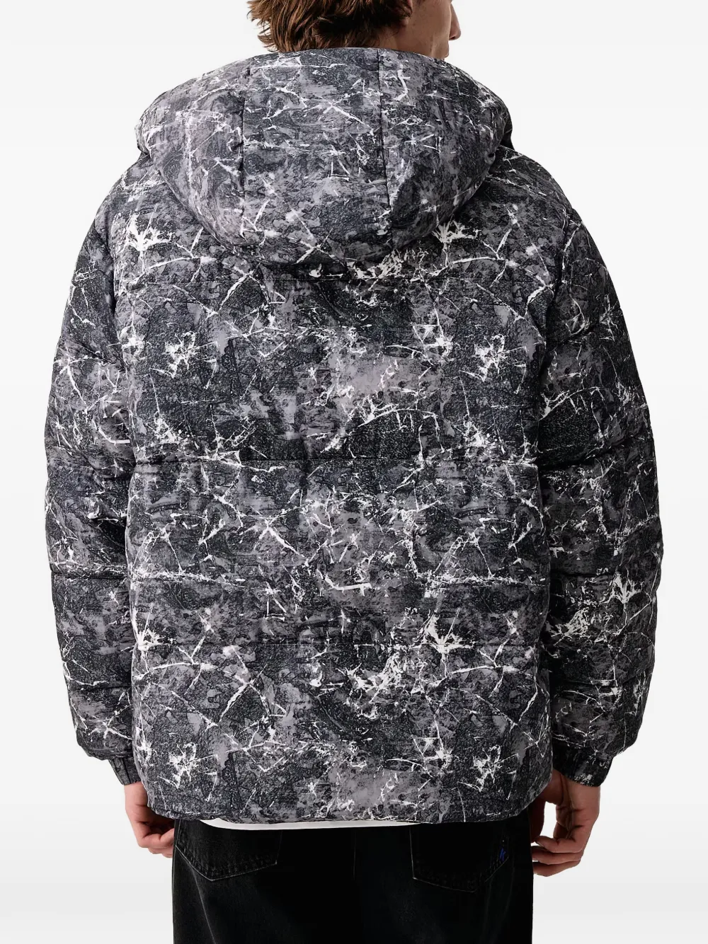 Karl Lagerfeld Jeans marble-print hooded jacket Zwart