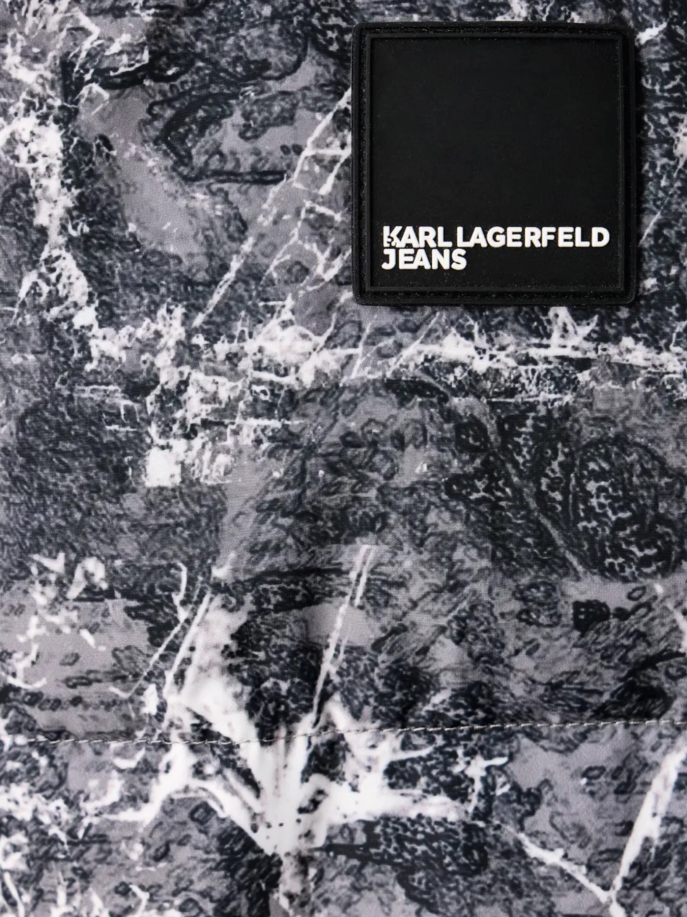 Karl Lagerfeld Jeans marble-print hooded jacket Zwart